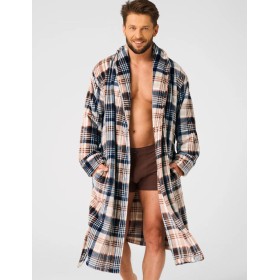 Теплый мужской халат Key MGL 443, Цвет: графит/белый, Размеры: XL/2XL