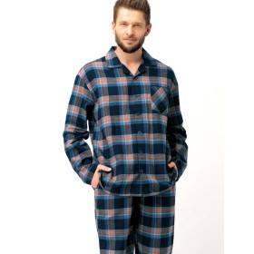 Фланелевая мужская пижама Key MNS 431, Цвет: тёмно-синий, Размеры: 3XL