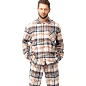 Фланелевая мужская пижама Key MNS 443, Цвет: графит/белый, Размеры: 3XL