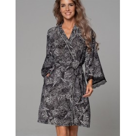 Короткий запашной халат Mia-Amore JOLINE 5583, Цвет: черный, Размеры: L/XL