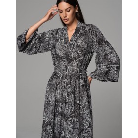 Длинный запашной халат Mia-Amore JOLINE 5589, Цвет: черный, Размеры: 4XL/5XL