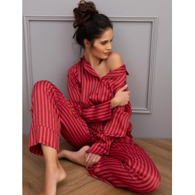 Полосатая пижама из вискозы Sensis ROSEMARY, Цвет: красный, Размеры: S