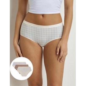 Набор хлопковых трусов брифов Dim LES POCKETS COTON 4C20 нежная клетка - 3 штуки, Цвет: нежная клетка, Размеры: XXS/XS