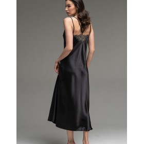 Длинная шёлковая сорочка Mia-Amore LILIROSE 4594 черный, Цвет: черный, Размеры: 2XL