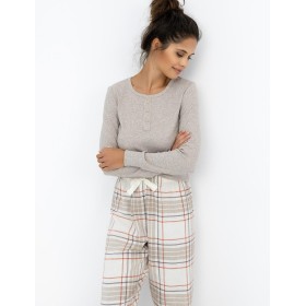 Пижама с фланеневыми брюками Sensis ANGELINA, Цвет: бежевый, Размеры: M