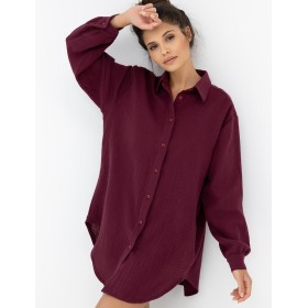 Рубашка-халат из муслина Sensis IVORY, Цвет: бордовый, Размеры: L/XL