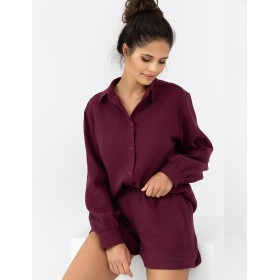 Комплект из хлопкового муслина Sensis IVORY, Цвет: бордовый, Размеры: M