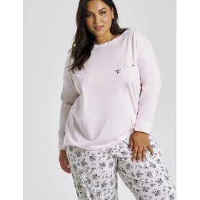 Женская хлопковая пижама Taro 3465/3466 ELLA, Цвет: светло-розовый/белый, Размеры: 2XL