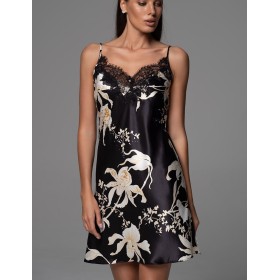 Короткая шёлковая сорочка Mia-Amore ARABEL 4771, Цвет: черный, Размеры: 2XL