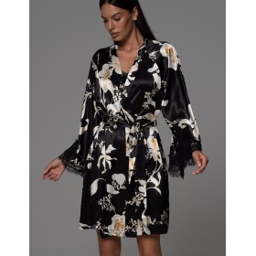 Короткий запашной халат Mia-Amore ARABEL 4773, Цвет: черный, Размеры: 2XL/3XL