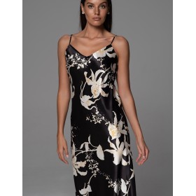 Длинная шёлковая сорочка Mia-Amore ARABEL 4774, Цвет: черный, Размеры: 2XL