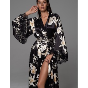 Длинный запашной халат Mia-Amore ARABEL 4779, Цвет: черный, Размеры: 2XL/3XL