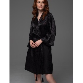 Халат с жаккардовым узором Mia-Amore LEONA 2233 чёрный, Цвет: черный, Размеры: 2XL/3XL