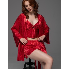 Атласный комплект-тройка Mia-Amore LEONA 2234 красный, Цвет: красный, Размеры: 2XL