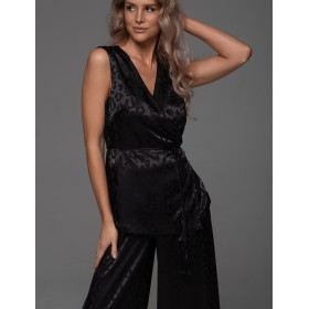 Атласный комплект-двойка Mia-Amore LEONA 2235 чёрный, Цвет: черный, Размеры: 2XL