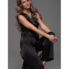 Атласный комплект-двойка Mia-Amore LEONA 2235 чёрный, Цвет: черный, Размеры: 2XL