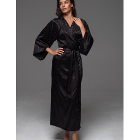 Длинный запашной пеньюар Mia-Amore LEONA 2239 чёрный, Цвет: черный, Размеры: 2XL/3XL