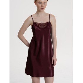 Короткая шёлковая сорочка Mia-Amore LILIROSE 4590 винный, Цвет: винный, Размеры: 3XL