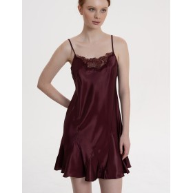 Шелковая сорочка с клиньями Mia-Amore LILIROSE 4591 винный, Цвет: винный, Размеры: 2XL