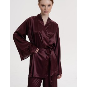 Комплект из однотонного шёлка Mia-Amore LILIROSE 4596 винный, Цвет: винный, Размеры: 2XL