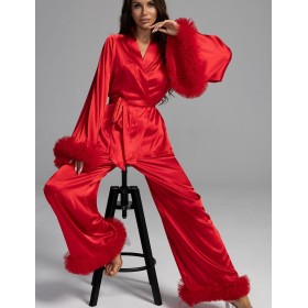 Атласная пижама с рюшами Mia-Amore LOLI 2316 красный, Цвет: красный, Размеры: 2XL