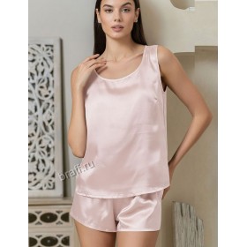 Атласная пижама шорты и майка Mia-Mella JULIA 8739 светлая пудра, Цвет: светлая пудра, Размеры: S