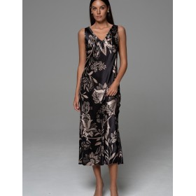 Длинная сорочка из шёлка Mia-Amore CARMINA 4828 черный, Цвет: черный, Размеры: 2XL