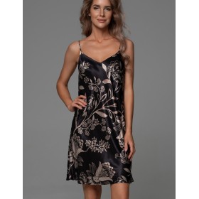 Шёлковая сорочка с принтом Mia-Amore CARMINA 4840 черный, Цвет: черный, Размеры: 2XL