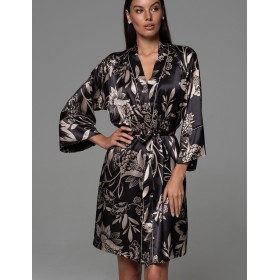 Короткий шёлковый халат Mia-Amore CARMINA 4843 черный, Цвет: черный, Размеры: 2XL/3XL