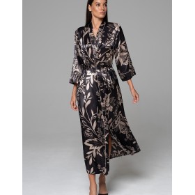 Длинный шёлковый халат Mia-Amore CARMINA 4849 черный, Цвет: черный, Размеры: 2XL/3XL