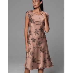 Платье из жаккардового смесового шёлка Mia-Amore SHEILA 4287, Цвет: кофейный, Размеры: 2XL