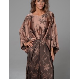 Туника из жаккардового двухцветного шёлка Mia-Amore SHEILA 4898, Цвет: кофейный, Размеры: 2XL/3XL