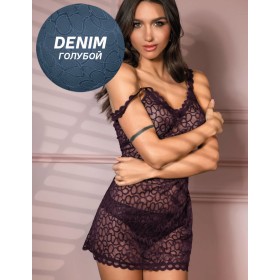 Кружевная сорочка с трусиками Leilieve ATTRACTION M8967 denim, Цвет: denim (голубой), Размеры: 70B