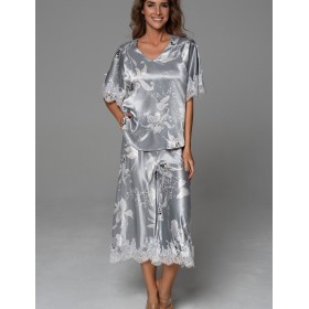 Шёлковая пижама Mia-Amore ARABEL 4775 серебристый, Цвет: серебристый, Размеры: 2XL