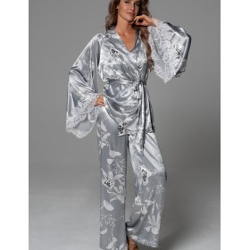 Комплект-тройка из шёлка Mia-Amore ARABEL 4776 серебристый, Цвет: серебристый, Размеры: 2XL