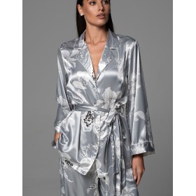 Шёлковая классическая пижама Mia-Amore ARABEL 4777 серебристый, Цвет: серебристый, Размеры: 3XL