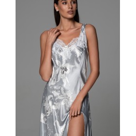 Шёлковая сорочка с рельефами Mia-Amore ARABEL 4778 серебристый, Цвет: серебристый, Размеры: 3XL