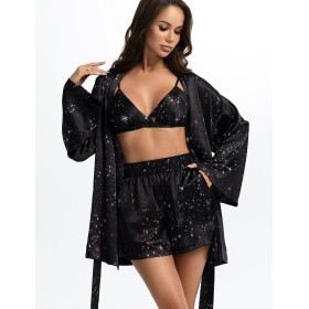 Пижама тройка из атласа Mia-Amore ESTELLA 2245, Цвет: черный, Размеры: 2XL