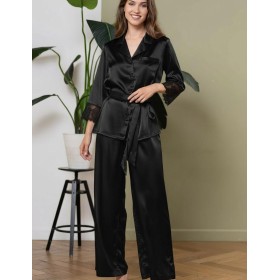 Шелковая пижама с брюками Mia-Amore WHITE SWAN 3556 черный, Цвет: черный, Размеры: 2XL