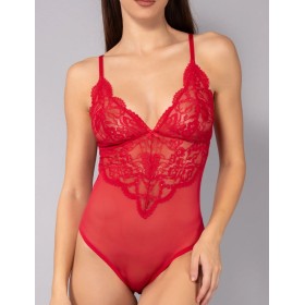 Прозрачное боди с кружевом Sielei DELICE 7859B rosso, Цвет: rosso (красный), Размеры: 75B
