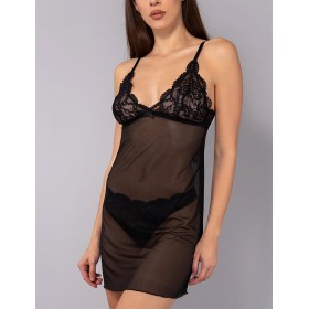 Черная комбинация +стринги Sielei DELICE 785AB+7853 nero, Цвет: nero (черный), Размеры: 75B