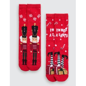 Новогодние женские носки 2 пары Ysabel Mora 12974, Цвет: красный, Размеры: 36/41