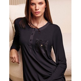 Сорочка из вискозы Lormar SATEN 630780LU nero, Цвет: nero (черный), Размеры: M
