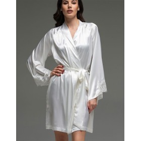 Короткий шёлковый халат Mia-Amore LILIROSE 4593 белый, Цвет: белый, Размеры: 2XL/3XL