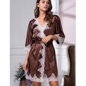 Халат-кимоно шелковый Mia-Amore MARILIN 3103 шоколадный, Цвет: шоколадный, Размеры: XS