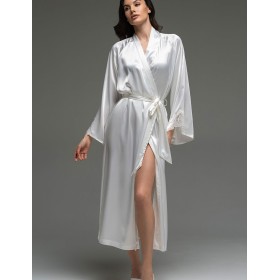 Длинный шёлковый халат Mia-Amore LILIROSE 4599 белый, Цвет: белый, Размеры: 2XL/3XL