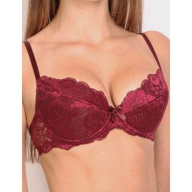 Кружевной бюстгальтер пуш-ап Orhideja 116-208 бургунди, Цвет: бургунди, Размеры: 85E