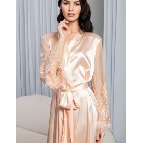 Натуральный шелковый халат Mia-Amore MARJORY 3969 персик, Цвет: персик, Размеры: 2XL/3XL