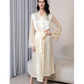 Натуральный шелковый халат Mia-Amore MARJORY 3969 шампань, Цвет: шампань, Размеры: 2XL/3XL