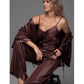 Атласный комплект тройка Mia-Amore ILONA 7545 шоколад, Цвет: шоколад, Размеры: 2XL